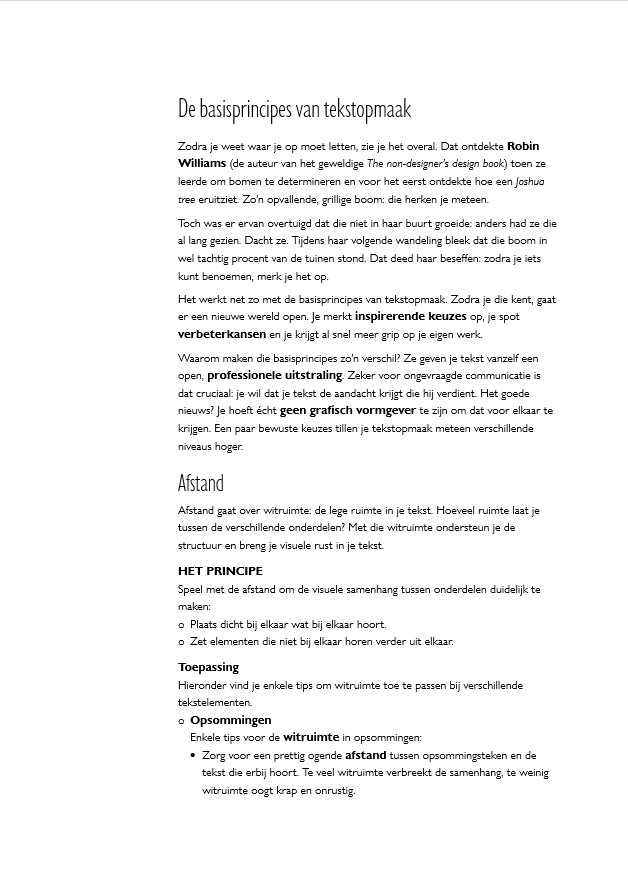 Tekstvoorbeeld waarin contrast niet goed is toegepast