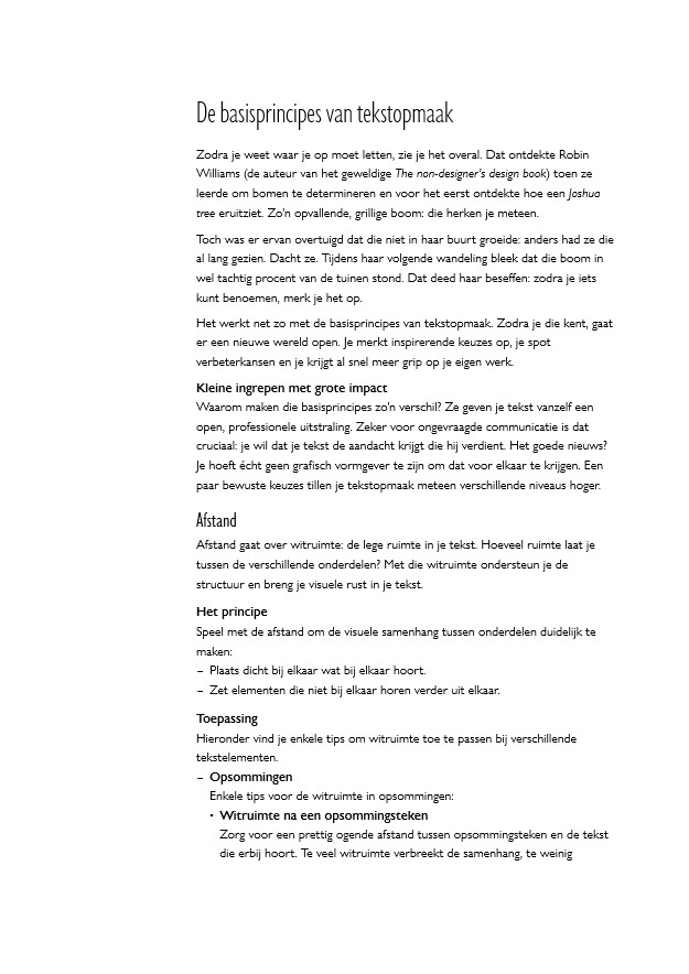 Tekstvoorbeeld waarin het basisprincipe afstand wel goed is toegepast