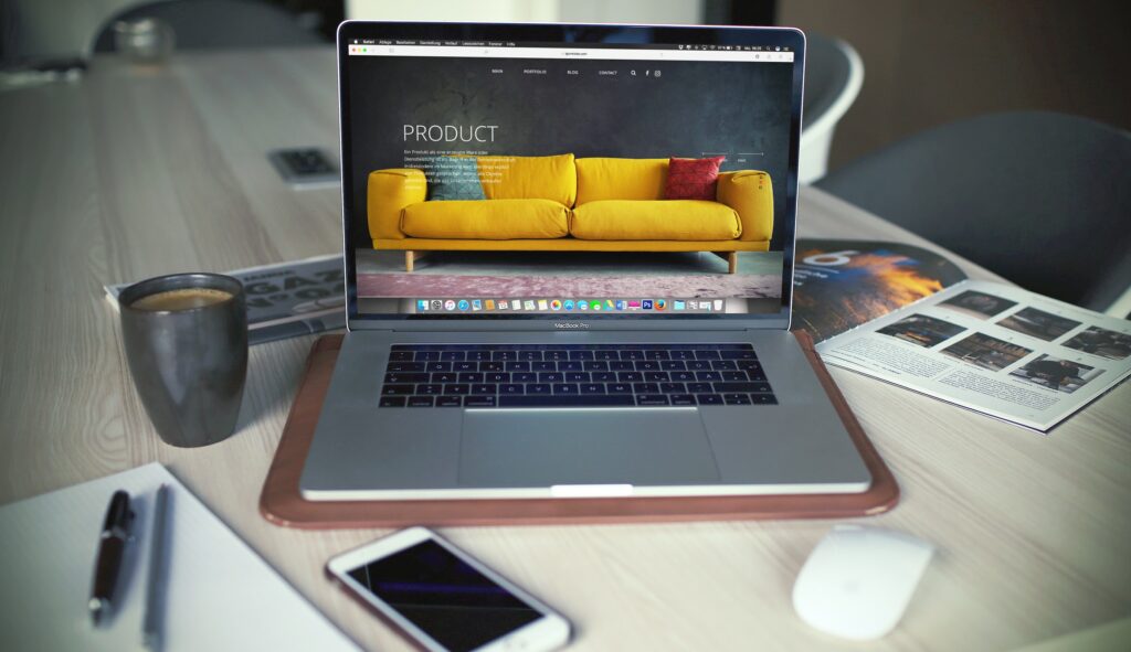 Corporate website selling a couch as product.