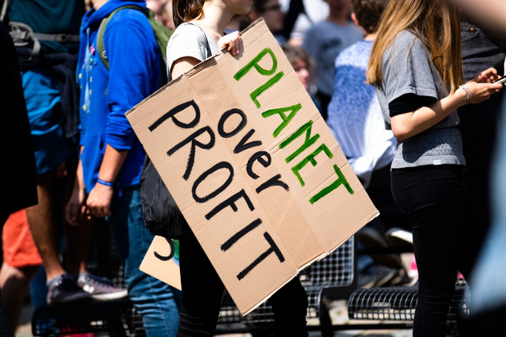 Protest sign saying 
