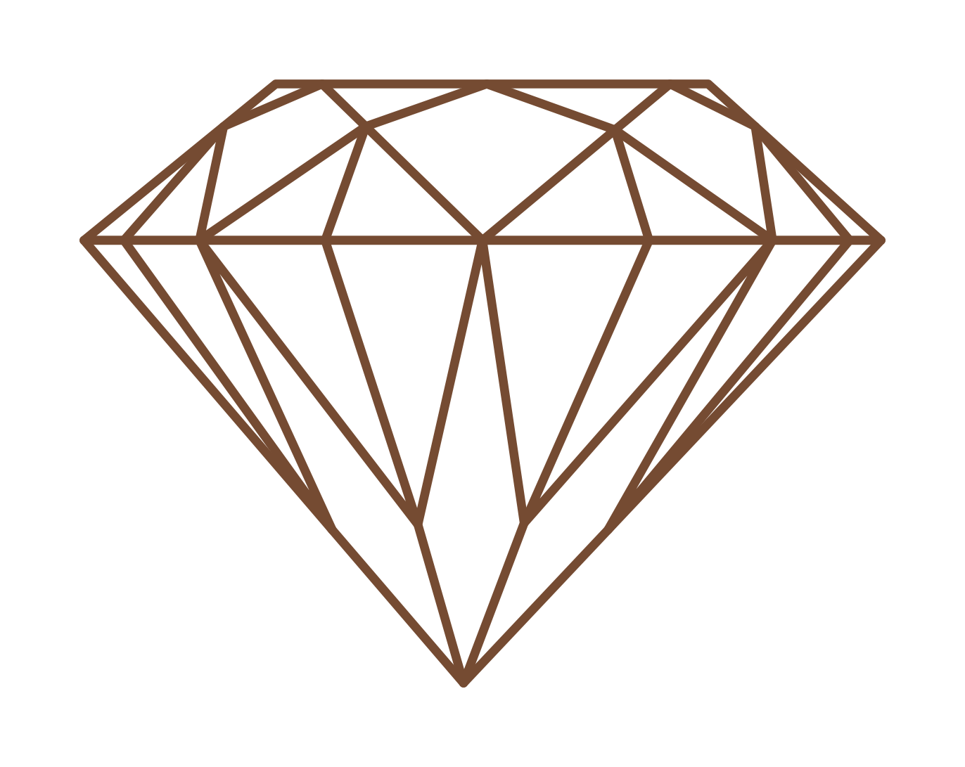 Logo van het bedrijf Alga Diamond die door Alex Gabel werd gemaakt en getekend. De logo representeerd een ronde briljant vanuit de zijkant gezien.