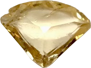 Een oude fantasievorm van een diamant van een hoge kleur tussen N en J die in de vorm is van de logo van het bedrijf is.
