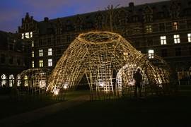 Vlechtwerk in de binnentuin van de Universiteit Antwerpen