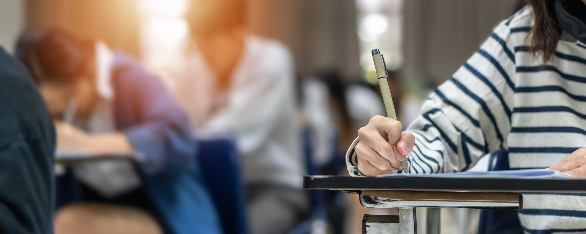 Exam at school with student's taking educational admission test